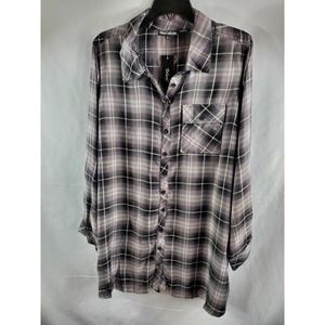 Tolani Collection Plaid Women's Tunic with Print Back Size 1X